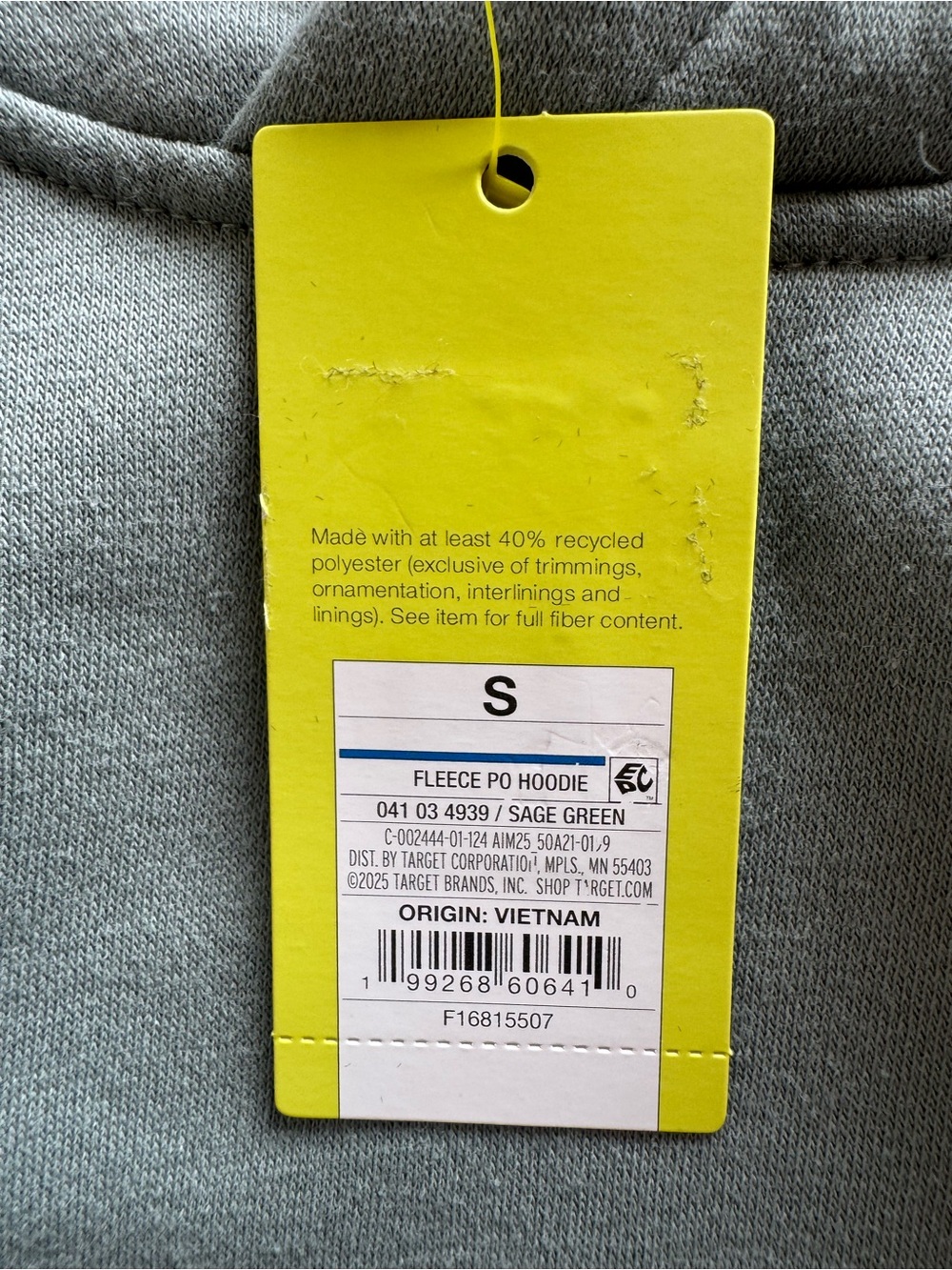 NWT All in Motion Fleece Pullover Hoodie Sage Green Men's Small - Picture 3 of 3